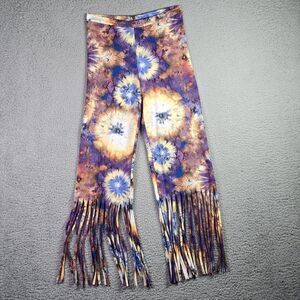 Minette Boho Tie Dye Fringe Festival Hippie Pants Purple Soft Vintage Costume